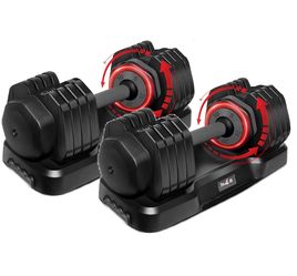 A Pair Selectorized Dumbbell 25lb Black - Total 50lb Adjustable Dumbbells Weights