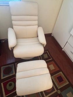 Beige recliner and ottoman