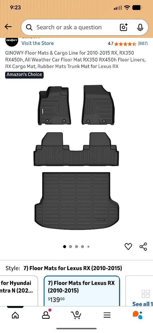 New All Weather Floor Mat Complete Set For 2010-2015 Lexus RX350, RX450H