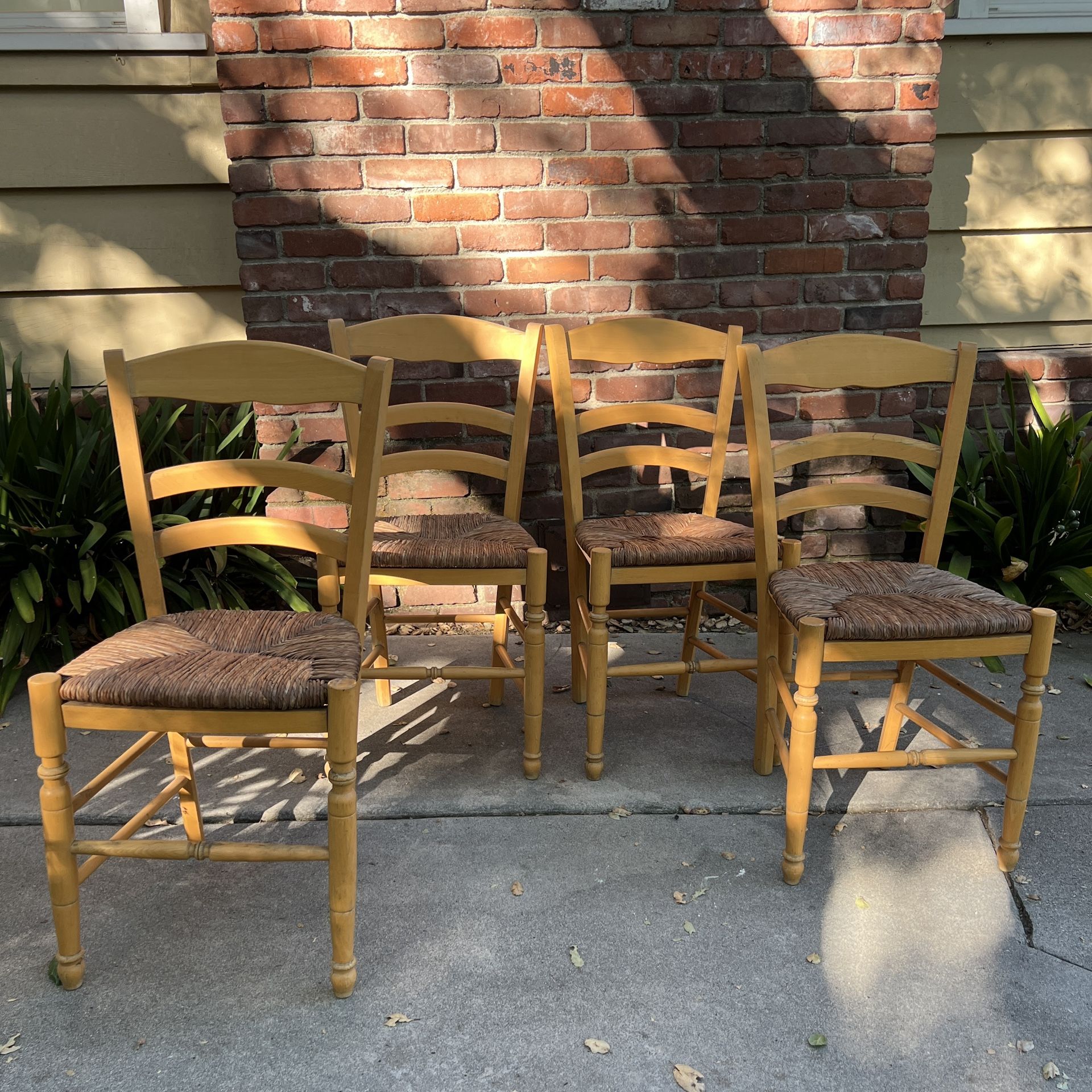 Antique Italian Country Ladder Back Dining Chairs