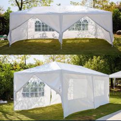 10 X 20 White Party Tent  Gazebo  Canopy w/ 6 Removable Sidewalls FOR SALE