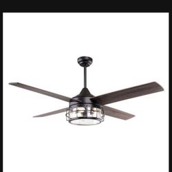 Parrot Uncle 52-in Oil rubbed bronze with Oil rubbed bronze Blades Chandelier Ceiling Fan Light Kit...