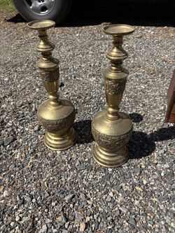 2 brass lamp bases-restore or use for a candle stand