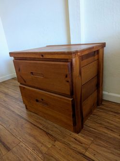 Large solid wood nightstand two drawer cabinet stand side/end table rustic knotty cherry chest
