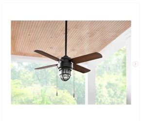 Hampton Bay Cedar Lake 44 in. Indoor/Outdoor LED Matte Black Damp Rated Ceiling Fan - New