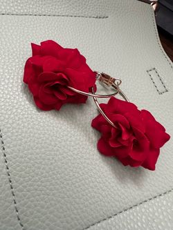 Cute red floral headband & earrings new never used
