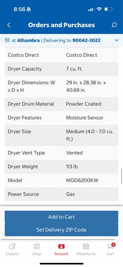 New washer and gas dryer