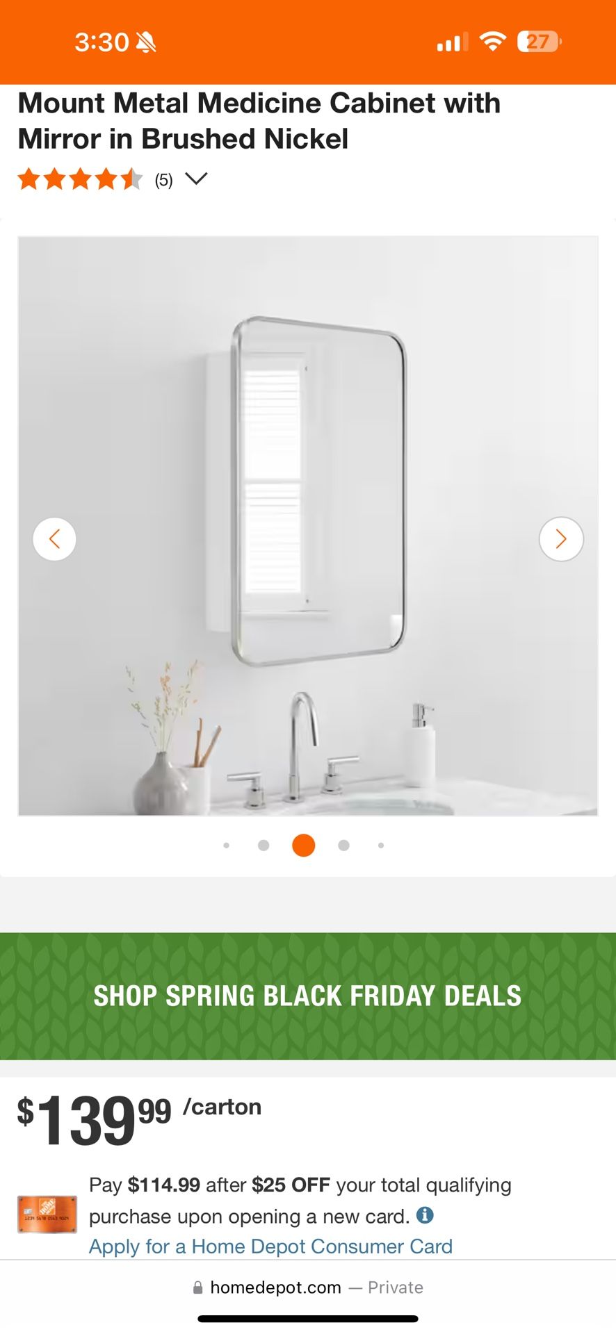 Mount Metal Medicine Cabinet with Mirror