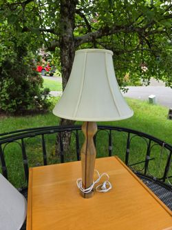 Handcrafted Wooden Table Lamp with Cream Shade