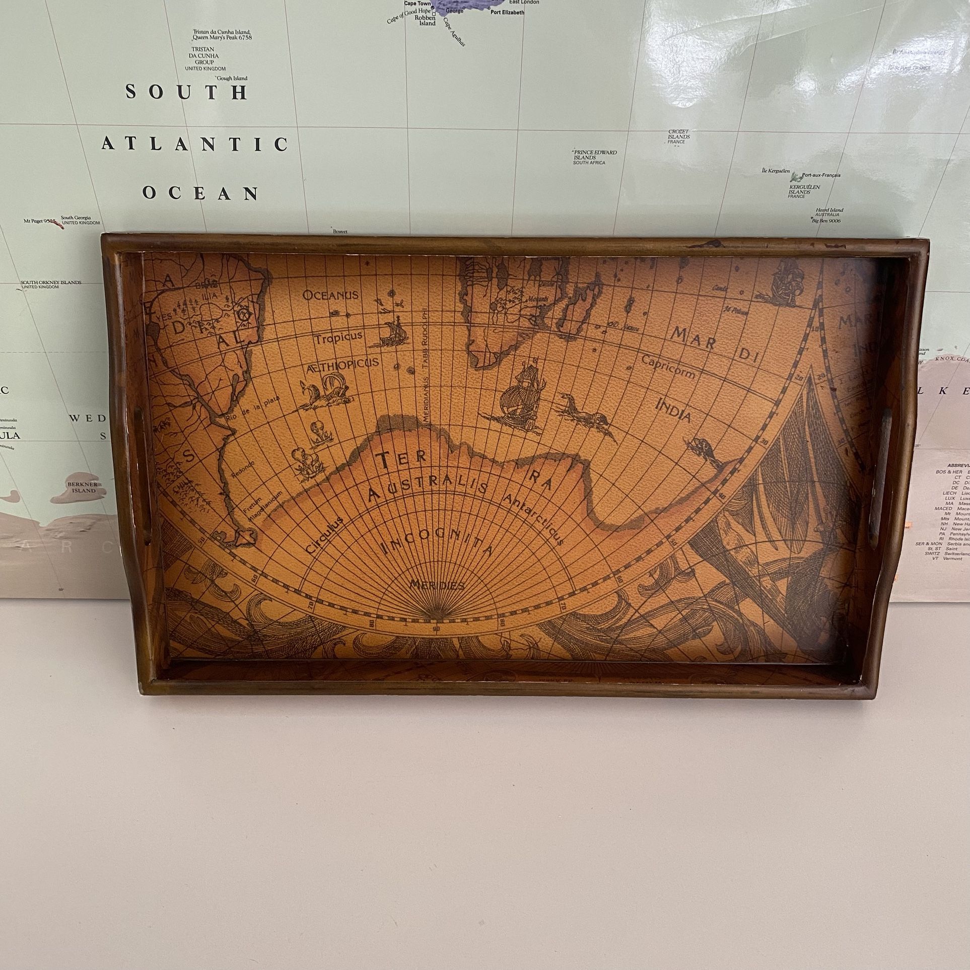 Old World Map Decorative Serving Tray