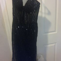 Sleeveless Beaded corset Top Prom/hoco Dress With Leg Slit