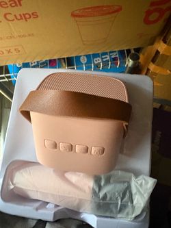 Pink Portable Bluetooth Speaker with Leather Strap