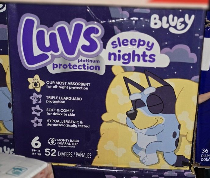 Luvs Bluey Diapers Sleepy Nights