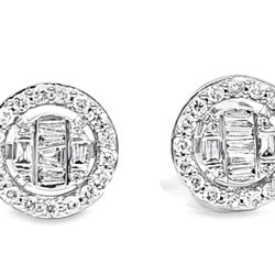 Round Studed Earring 10K White Gold 0.70ctw Natural Diamond