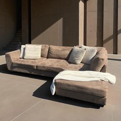 FREE DELIVERY - Suede Brown Sectional 