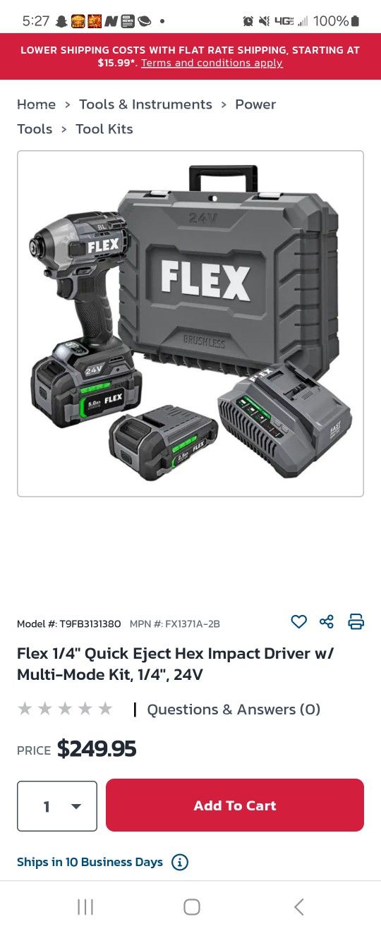 FLEX Impact / Carry Case / Battery / Fast Charger NEW 