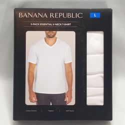 Banana Republic Men's White V-Neck Tee Available in Size L 3-Pack
