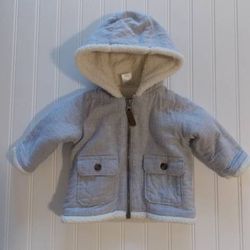 Carter's Baby Boys Girls 6 Months Unisex Gray Sherpa Lined Coat Jacket