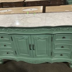 G2038- 60” Large Bathroom Single Vanity Green Cabinet 