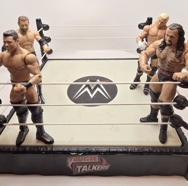 WWE Tough Talkers Wrestling Ring + 4 Figures (Miz, Sami Zayn, Dolph Ziggler, Rusev)