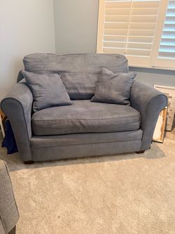 Blue-Gray microfiber sleeper oversized chair
