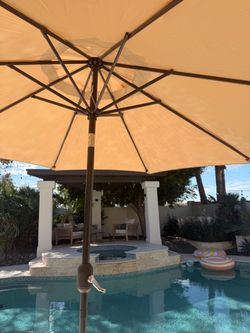New Tan Blissun 9 ft Patio Umbrella with Crank and Tilt Option