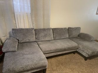 Gray Fabric Sectional Sofa with Chaise