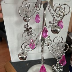 Silver Christmas Tree with ornaments;