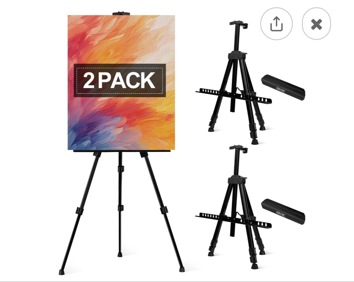AROIC Art Painting Artist Easel Stand, Painting Display Easel Stand,Portable Adjustable Iron Tripod Display Stand with Bag, Height from 20 to 66 in fo