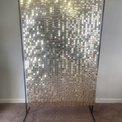 Photo Backdrop Stand And Gold Shimmer Wall