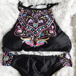 Swimsuit Black With Design Bikini