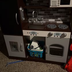 Kids Kitchen And Shopping Cart 