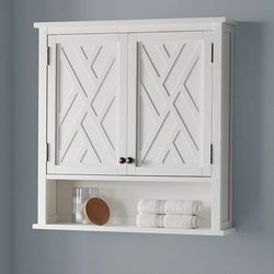 Alaterre Furniture Coventry 27 in. W Wall Cabinet with Two Doors and Open Shelf in White $115