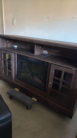 Tv table with fireplace