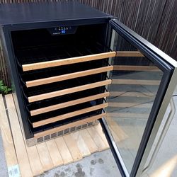 Wine Refrigerator EdgeStar 24 Inch Wide 56 Bottle Built-In Single Zone Wine Cooler with Reversible Door and LED Lighting