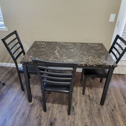 Faux Marble Style Black Dining Table with Chairs