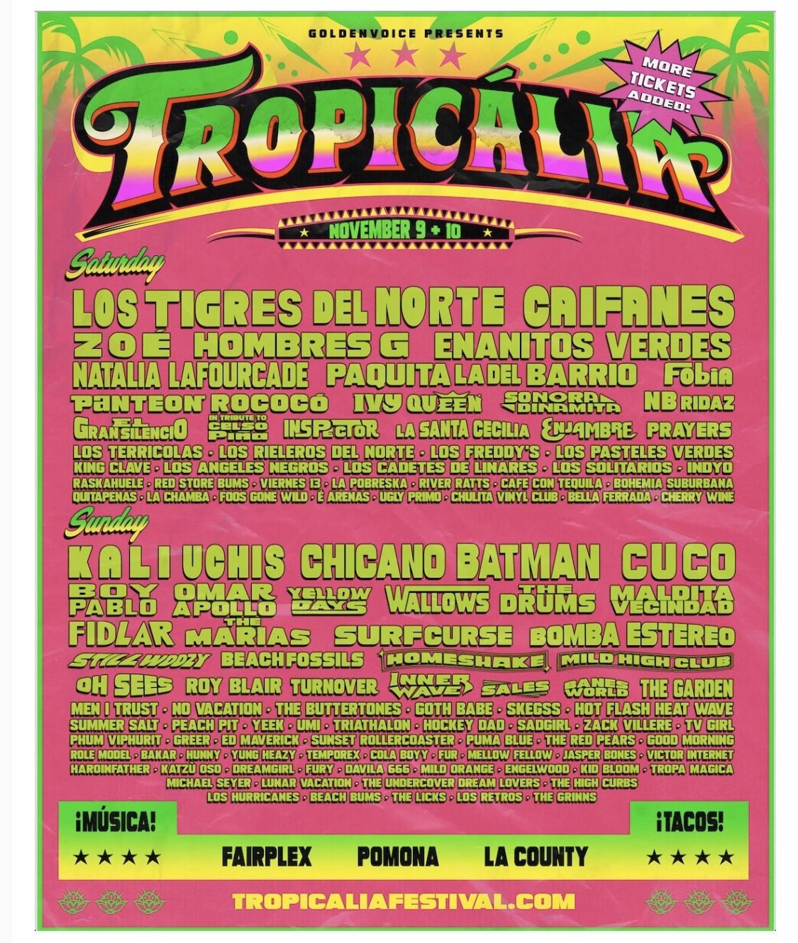 Tropicalia Saturday Ticket