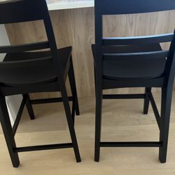 Black Wooden Counter Stools (Set of 2)