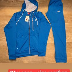 Blue Men Nike Sweatsuit Size Medium N Large 