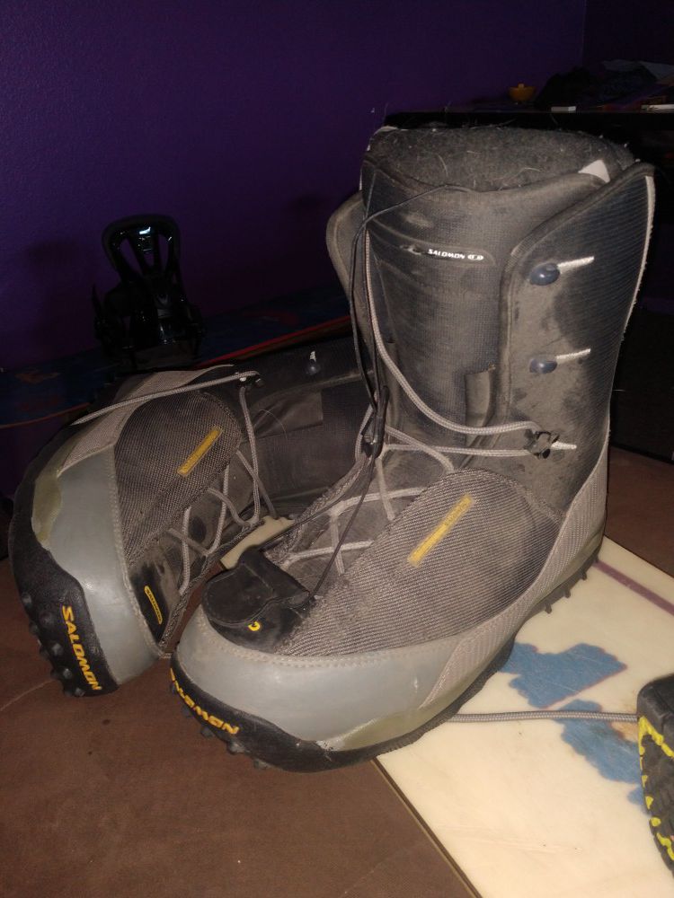 Snowboard boots. 12 1/2 Salomon boots. Snow gear. Winter gear