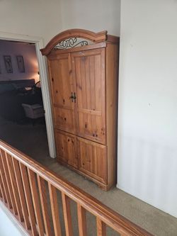 Pine TV armoire