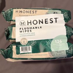 The Honest Company Flushable Wipes, Plant-Based, 126 Count, Tropical Leaves