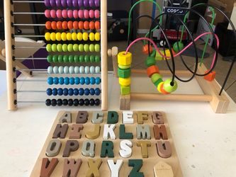 Wooden Toys ABC Heath and Hand and IKEA bead wooden toys
