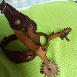 Vintage Original  ' Don Ricardo ' Nickel Silver Etched Band Horse Spurs