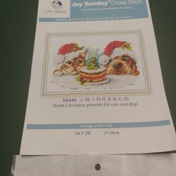 Joy Sunday Cross Stitch - Christmas Presents for Cats & Dogs - New.