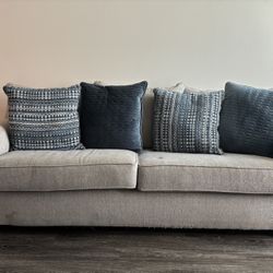 Used Light Grey Sofa With Pillows 