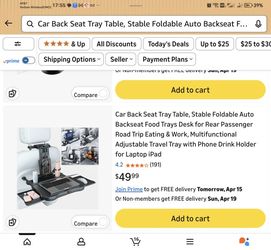 Car Back Seat Tray Table, Stable Foldable Auto Backseat Food Trays Desk for Rear Passenger Road Trip Eating & Work, Multifunctional Adjustable Travel