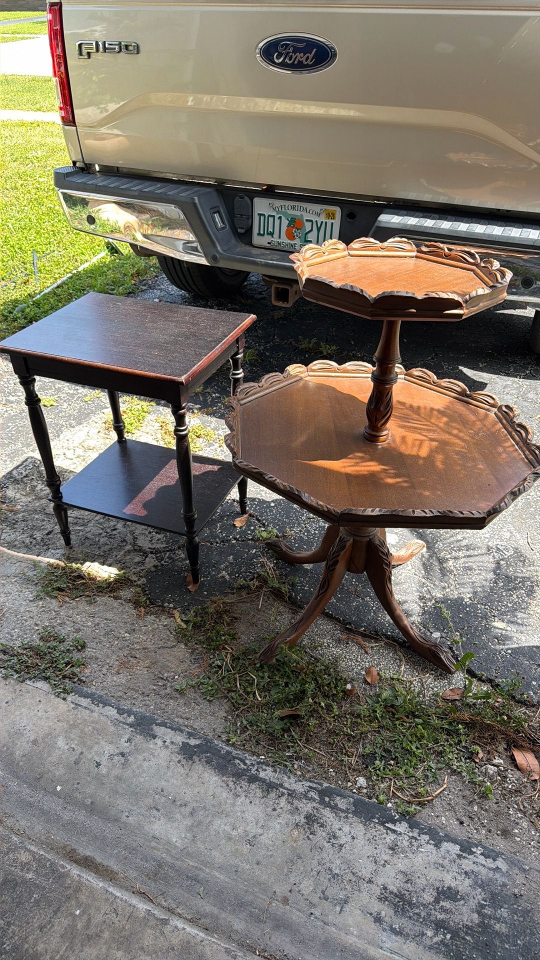 2 wood tables