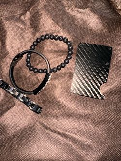 Mens money clip with 3 pc bracelet set