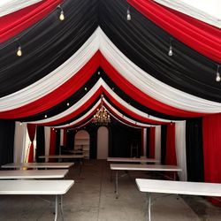 Canopy , Table Chairs , Back Drop Balloons 